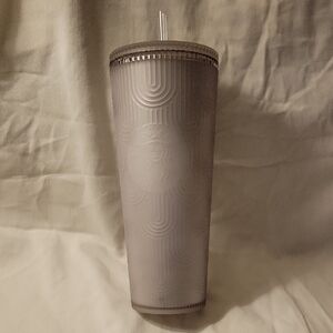 Starbucks 2024 Pearl White Mermaid Scales Tumbler. Silvery In Color